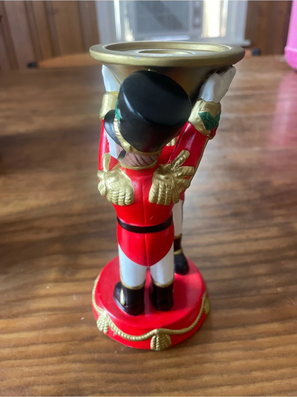 Vintage Christmas Ceramic Toy Soldier Tapestry Candle Holder festive beautiful